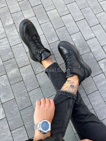 Фото Ботинки мужские кожаные черные на черной подошве демисезонные 2401-1д/40 5