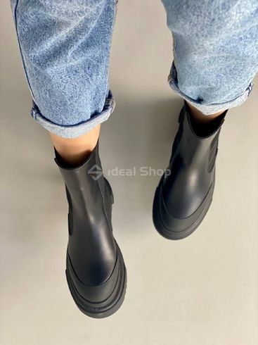 Foto Damskie skórzane buty Chelsea w kolorze czarnym, wielosezonowe 6613д/36 3