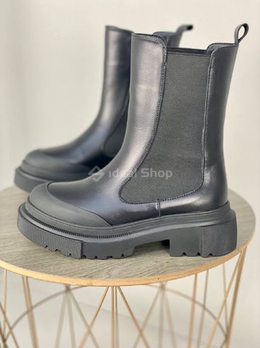 Foto Damskie skórzane buty Chelsea w kolorze czarnym, wielosezonowe 6613д/36 15