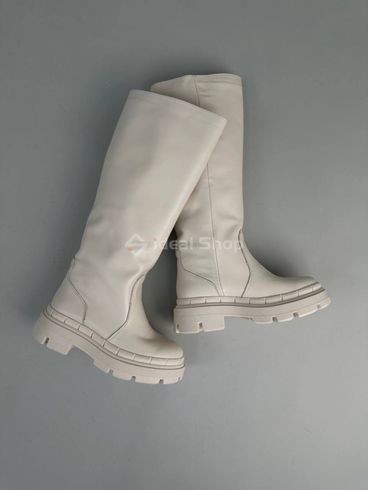 Foto Damskie skórzane buty zimowe w kolorze mlecznym 8702е/36 11