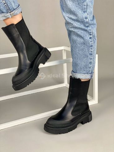 Foto Damskie skórzane buty Chelsea w kolorze czarnym, wielosezonowe 6613д/36 5